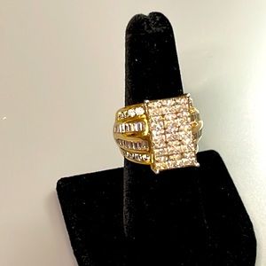 JTV Gold and CZ 8ct square engagement ring